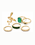 The "Emerald Serpent" 6-Piece Gold Stacking Ring Set