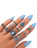 Azure Mystic Boho Ring Stack