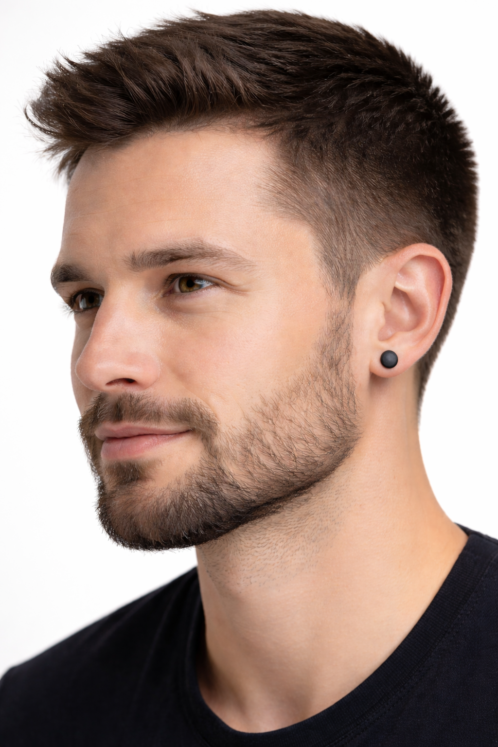 Plain black magnetic metallic stud (NON-PIERCED)
