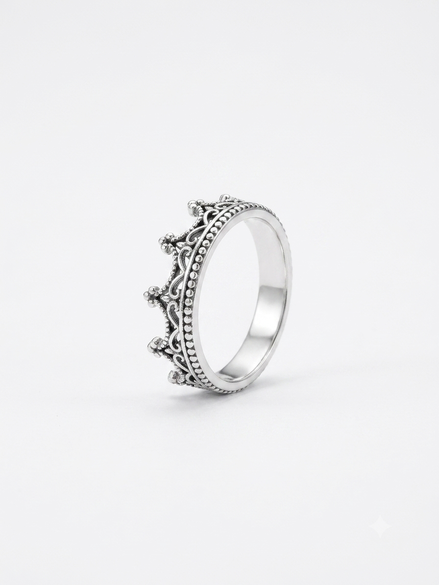 Vintage Sterling Silver Enchanted Crown Ring