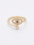 Celestial Cubic Zirconia Evil Eye Gold Adjustable Ring