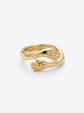 Minimalist Gold Hugging Hands Adjustable Ring