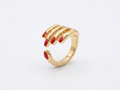 Quirky Hand & Red Manicure Enamel Gold Adjustable Ring