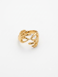 Abstract Hugging Hands Gold Statement Ring