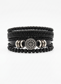 The Voyager Multi-Strand Leather Compass Bracelet