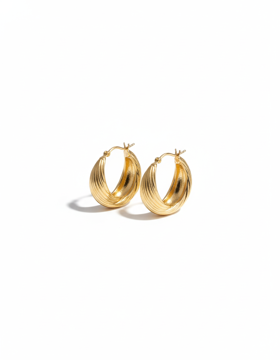 Textured Gold Hoops- Ear rings
