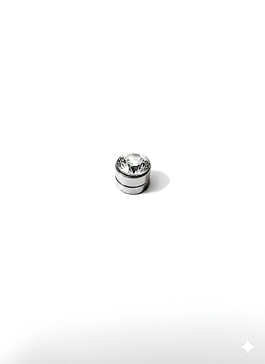 Magnetic Silver Stud Earring - (Non- Pierced
