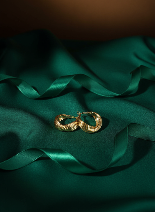 Textured Gold Hoops- Ear rings