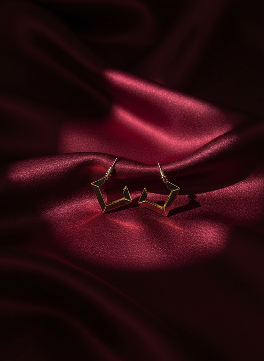 Geometric Square Hoops-Earrings